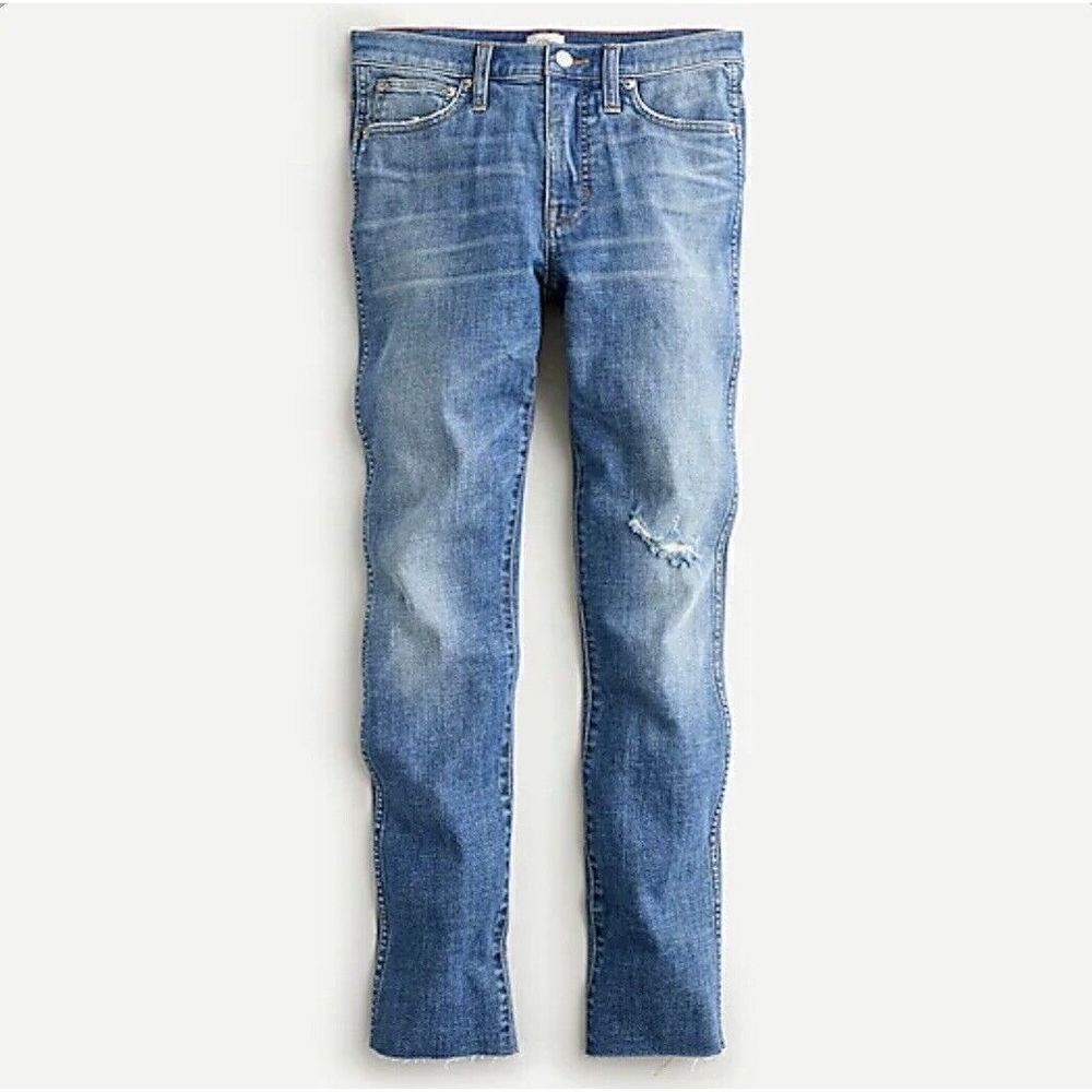 J CREW Womens Vintage Straight Denim Jeans NEW Raw-Hem AV708 Distressed Sz 27